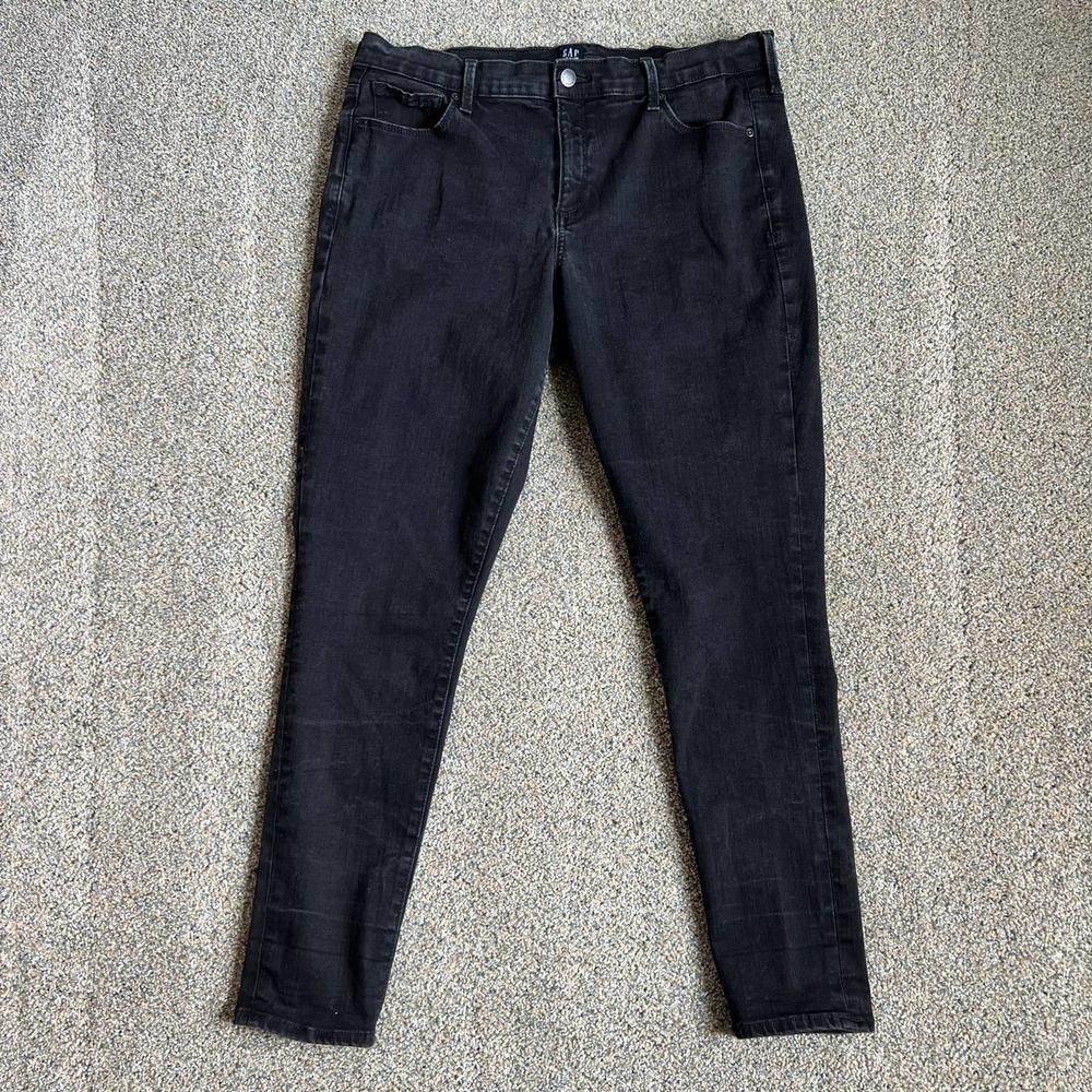GAP True Skinny Sculpting Jeans Black Wash Mid Rise Stretch Denim Women's 33